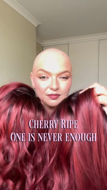 One is never enough, this gorgeous colour CHERRY RIPE was designed by Ellie in 3 of the most popular styles, what’s your favourite design ? #cherrywig #redwig #alopecia #wigs