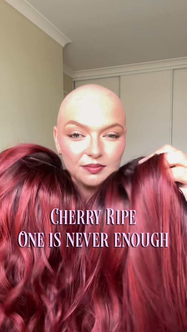 One is never enough, this gorgeous colour CHERRY RIPE was designed by Ellie in 3 of the most popular styles, what’s your favourite design ? #cherrywig #redwig #alopecia #wigs